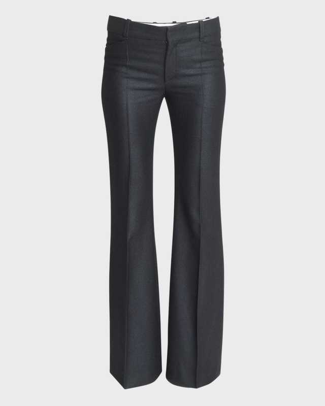 Armoured Silk Wool Bootcut-Leg Trousers